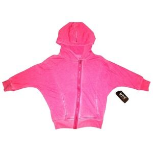 ANDREW MARC $64 NWT Hot Pink Washed HOODIE Womens S Asymmetrical Hooded Jacket